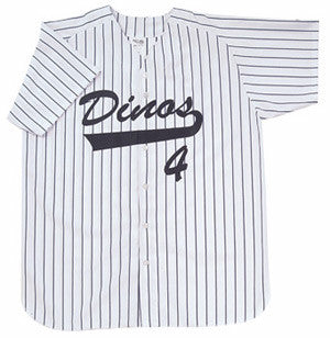 Youth & Adult Pinstripe Button Front Baseball Jersey - White/Navy