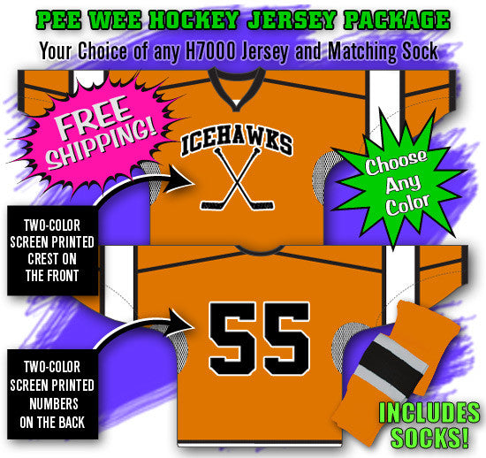 Athletic Knit H7000-833 House League Hockey Jersey - White / Orange / Black