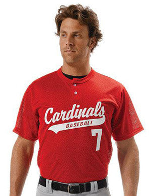 A4 Two-Button Polyester Textured Mesh Baseball Jersey (N4130)