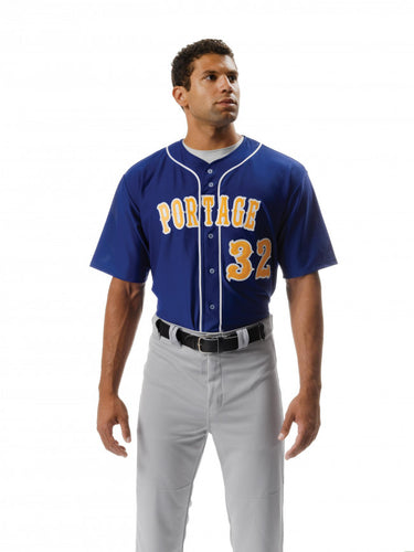 A4 Full Button Polyester Stretch Mesh Baseball Jersey (N4184)