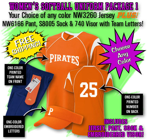 A4 Women's Softball Uniform Package 1 (WSBPAK1)