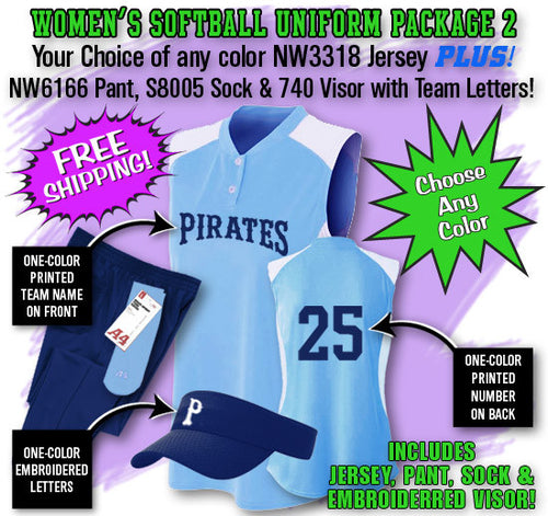 A4 Women's Softball Uniform Package 2 (WSBPAK2)