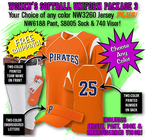 A4 Women's Softball Uniform Package 3 (WSBPAK3)