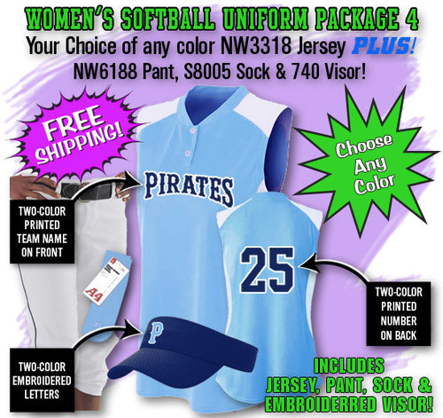 A4 Women's Softball Uniform Package 4 (WSBPAK4)