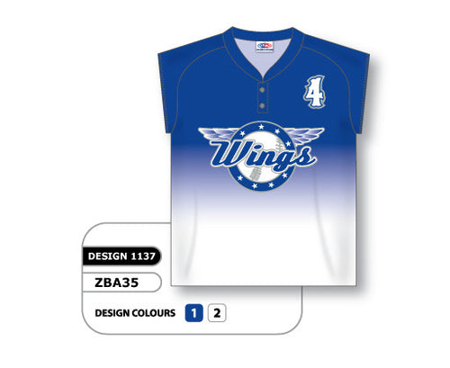 Athletic Knit Custom Sublimated Ladies Two-Button Cap Sleeve Softball Jersey Design 1137 (ZBA35-1137)