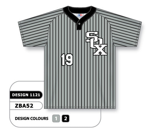 Athletic Knit Custom Sublimated One-Button Pro Placket Baseball Jersey Design 1121 (ZBA52-1121)