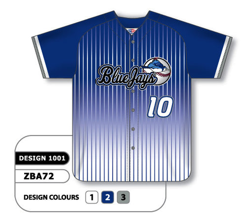 Athletic Knit Custom Sublimated Full Button Baseball Jersey Design 1001 (ZBA72-1001)