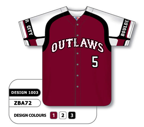 Athletic Knit Custom Sublimated Full Button Softball Jersey Design 1003 (ZSB72-1003)