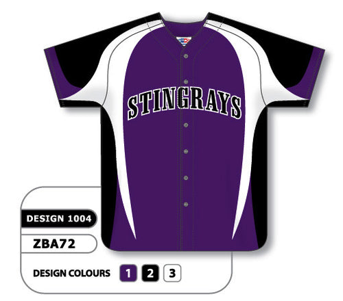 Athletic Knit Custom Sublimated Full Button Baseball Jersey Design 1004 (ZBA72-1004)