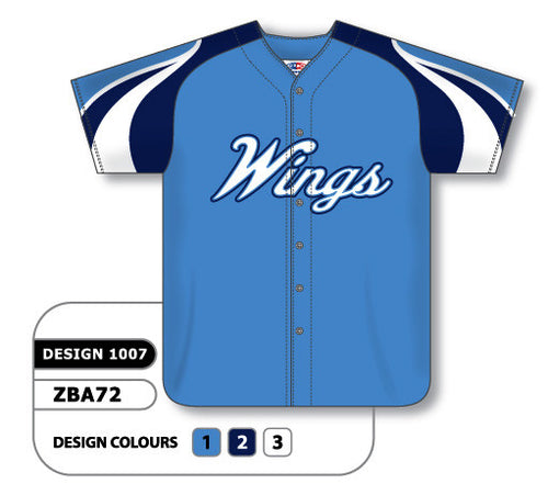 Athletic Knit Custom Sublimated Full Button Baseball Jersey Design 1007 (ZBA72-1007)